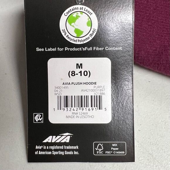 AVIA Plush Hoodie Women’s Size Medium Purple Long Sleeves Thumb Holes NEW‎ - Picture 6 of 11